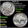 Image 1 : 1937-d Buffalo Nickel 5c Grades Choice+ Unc