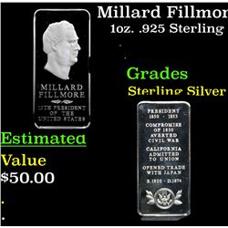 Millard Fillmore 13th President Danbury Mint 1oz. .925 Sterling Silver Bar Grades