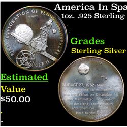 America In Space First Exploration Of Venus Atmosphere 1oz. .925 Sterling Silver Round Grades