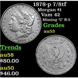 1878-p 7/8tf Morgan Dollar $1 Grades Select AU