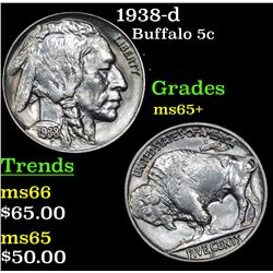 1938-d Buffalo Nickel 5c Grades GEM+ Unc