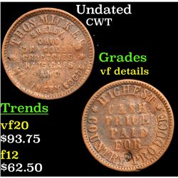 Undated Civil War Token 1c Grades vf details