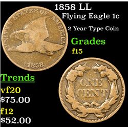1858 LL Flying Eagle Cent 1c Grades f+