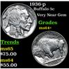 Image 1 : 1936-p Buffalo Nickel 5c Grades Choice+ Unc