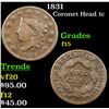 Image 1 : 1831 Coronet Head Large Cent 1c Grades f+