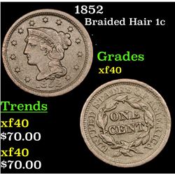 1852 Braided Hair Large Cent 1c Grades xf