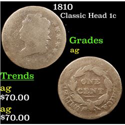 1810 Classic Head Large Cent 1c Grades ag