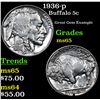 Image 1 : 1936-p Buffalo Nickel 5c Grades GEM Unc