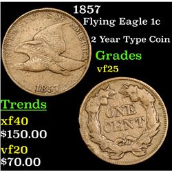 1857 Flying Eagle Cent 1c Grades vf+