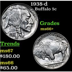 1938-d Buffalo Nickel 5c Grades GEM++ Unc