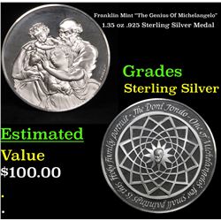 Franklin Mint "The Genius Of Michelangelo" 1.35 oz .925 Sterling Silver Medal Grades