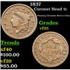 Image 1 : 1837 Coronet Head Large Cent 1c Grades vf+