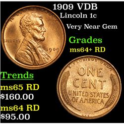 1909 VDB Lincoln Cent 1c Grades Choice+ Unc RD