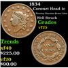 Image 1 : 1834 Coronet Head Large Cent 1c Grades vf+
