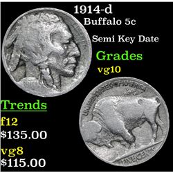 1914-d Buffalo Nickel 5c Grades vg+