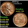 Image 1 : 1925-p Lincoln Cent 1c Grades Gem+ Unc RB