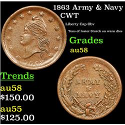 1863 Army & Navy Civil War Token 1c Grades Choice AU/BU Slider