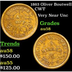 1863 Oliver Boutwell Civil War Token 1c Grades Choice AU/BU Slider