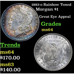 1883-o Rainbow Toned Morgan Dollar $1 Grades Choice Unc