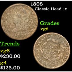 1808 Classic Head Large Cent 1c Grades vg, very good