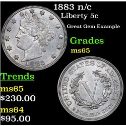 1883 n/c Liberty Nickel 5c Grades GEM Unc