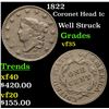 Image 1 : 1822 Coronet Head Large Cent 1c Grades vf++