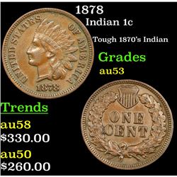 1878 Indian Cent 1c Grades Select AU