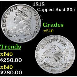 1818 Capped Bust Half Dollar 50c Grades xf