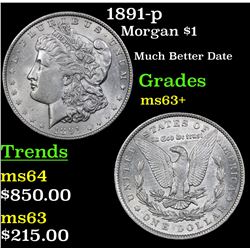 1891-p Morgan Dollar $1 Grades Select+ Unc