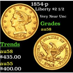 1854-p Gold Liberty Quarter Eagle $2 1/2 Grades Choice AU/BU Slider