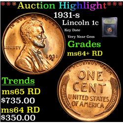 ***Auction Highlight*** 1931-s Lincoln Cent 1c Graded Choice+ Unc RD By USCG (fc)