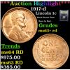 Image 1 : ***Auction Highlight*** 1917-d Lincoln Cent 1c Graded Select+ Unc RD By USCG (fc)