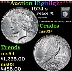 ***Auction Highlight*** 1924-s Peace Dollar $1 Graded Select+ Unc By USCG (fc)