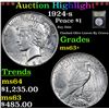 Image 1 : ***Auction Highlight*** 1924-s Peace Dollar $1 Graded Select+ Unc By USCG (fc)