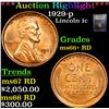 Image 1 : ***Auction Highlight*** 1929-p Lincoln Cent 1c Graded GEM++ RD By USCG (fc)