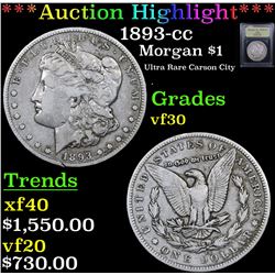 ***Auction Highlight*** 1893-cc Morgan Dollar $1 Graded vf++ By USCG (fc)