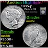 Image 1 : ***Auction Highlight*** 1935-p Peace Dollar $1 Graded GEM+ Unc By USCG (fc)