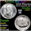 Image 1 : ***Auction Highlight*** 1920 Pilgrim Old Commem Half Dollar 50c Graded GEM++ Unc By USCG (fc)