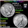 Image 1 : ***Auction Highlight*** 1928-p Peace Dollar $1 Graded Choice+ Unc By USCG (fc)