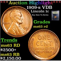 ***Auction Highlight*** 1909-s VDB Lincoln Cent 1c Graded Select Unc RD By USCG (fc)