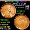 Image 1 : ***Auction Highlight*** 1909-s VDB Lincoln Cent 1c Graded Select Unc RD By USCG (fc)