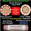Image 1 : Mixed small cents 1c orig shotgun roll, 1858 Flying Eagle Cent, 1911-d Wheat Cent other end