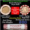 Image 1 : Mixed small cents 1c orig shotgun roll, 1858 Flying Eagle Cent, 1859 Flying Eagle Cent other end
