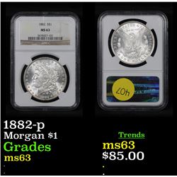 1882-p Morgan Dollar $1 Grades Select Unc