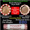 Image 1 : Mixed small cents 1c orig shotgun roll, 1918-d Wheat Cent, 1893 Indian Cent other end