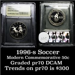 1996-s Olympics Soccer . . Proof Commem Half Dollar 50c Grades GEM++ Proof Deep Cameo