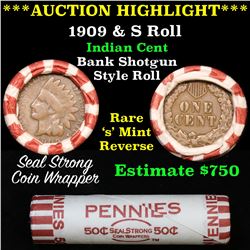 ***Auction Highlight*** Indian 1c Shotgun Roll, 1909 end, KEY date 's' mint on the other, Wow! . . (
