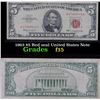 Image 1 : 1963 $5 Red seal United States Note . . Grades f+