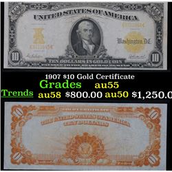 ***Auction Highlight*** 1907 $10 Gold Certificate  . . Grades Choice AU (fc)