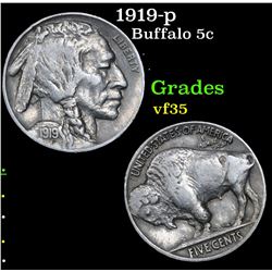 1919-p Buffalo Nickel 5c Grades vf++